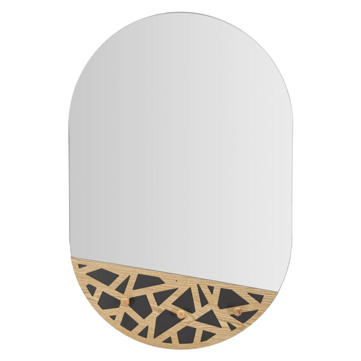 Miroir mural oval porte-manteau 56x90 cm Lazio Bois et Noir - vue 2
