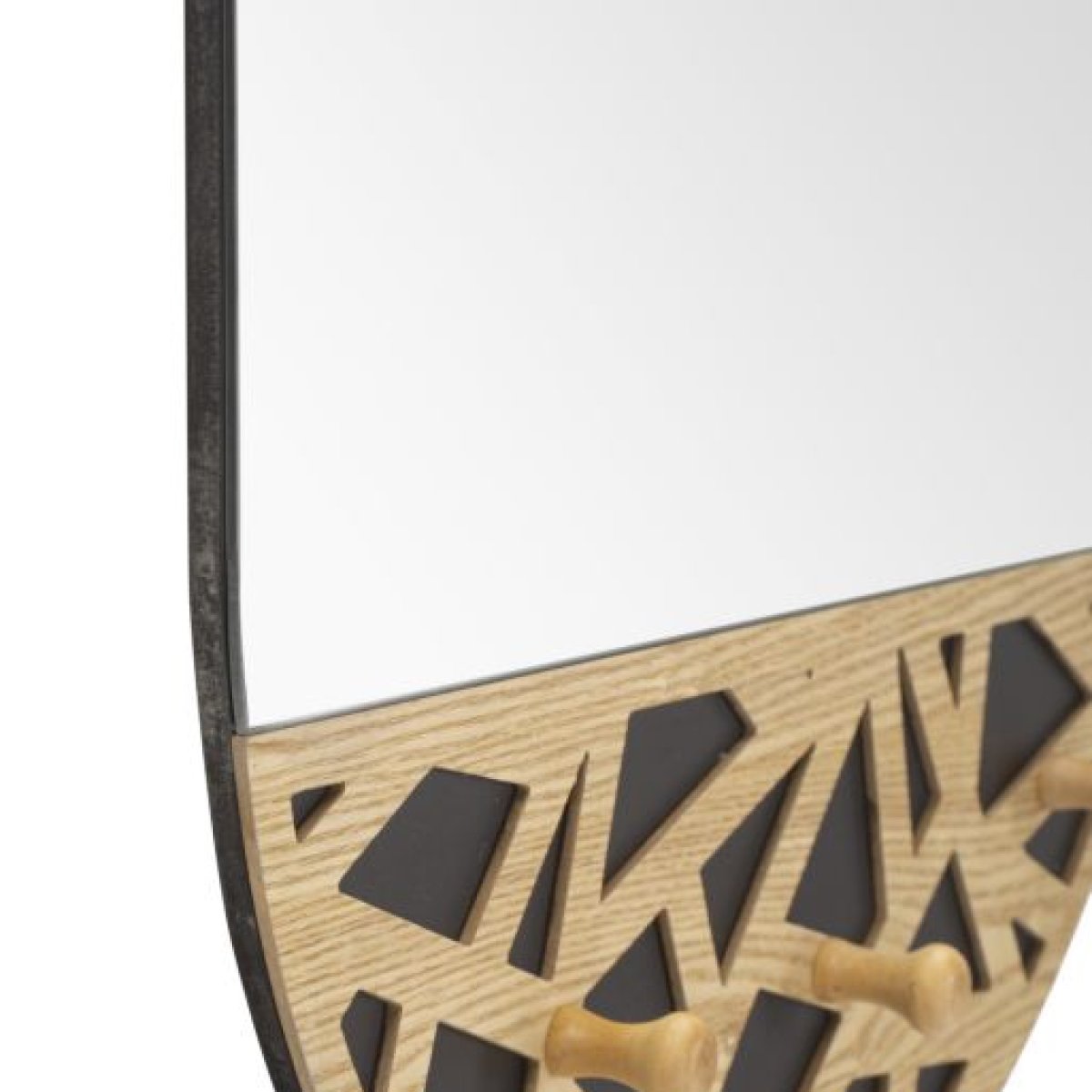 Miroir mural oval porte-manteau 56x90 cm Lazio Bois et Noir - vue 4