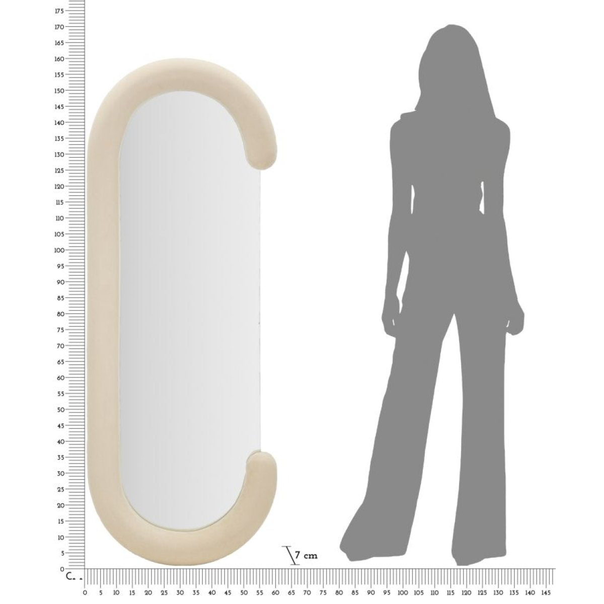 Miroir mural oval 60x160 cm Pamela Velours Crème - vue 6