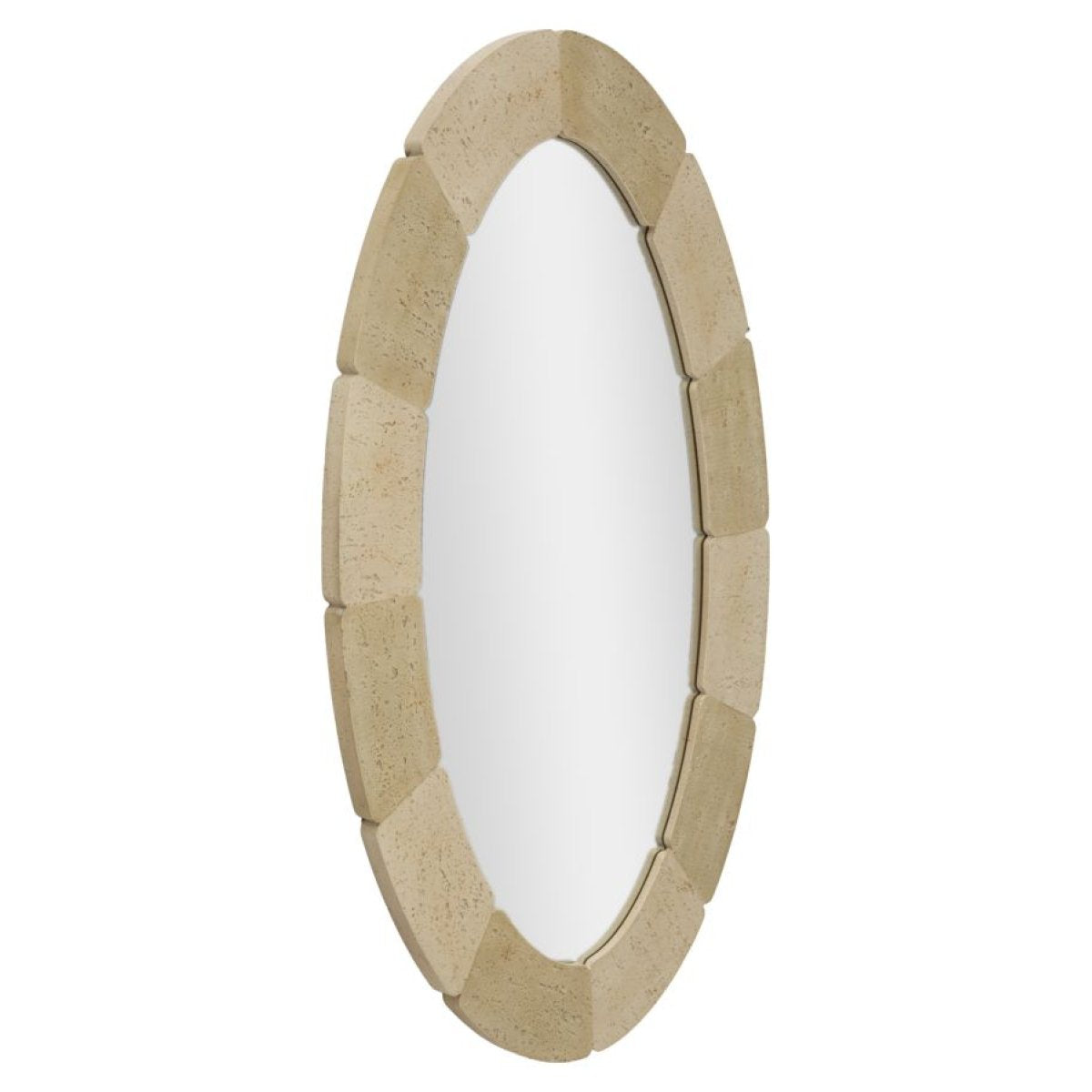 Miroir mural oval 70x120 cm effet travertin Kaël Beige - vue 3