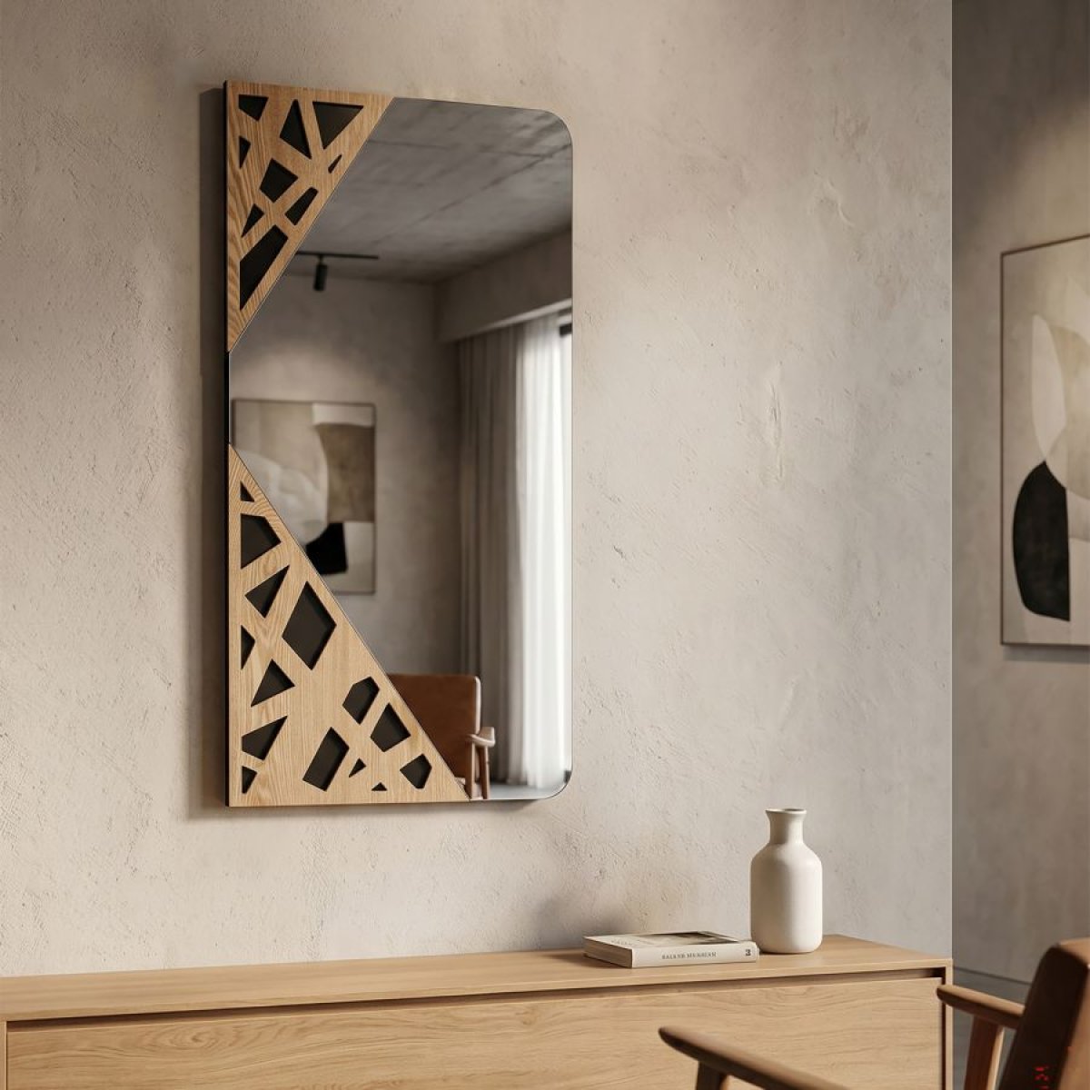 Miroir mural rectangulaire 50x90 cm Lazio Bois et Noir