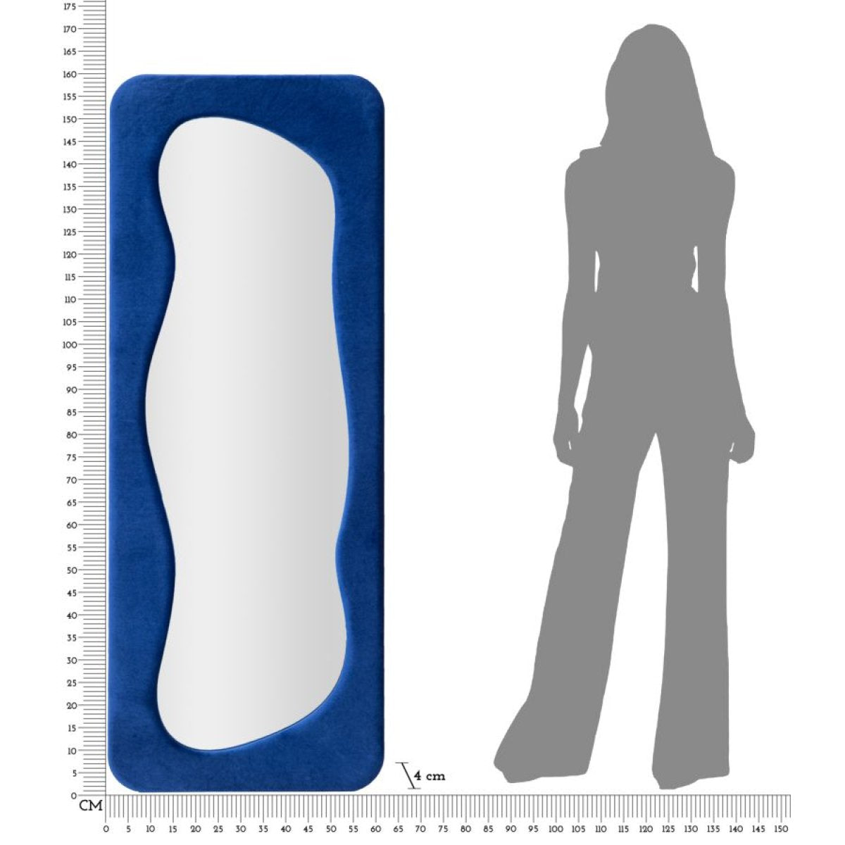 Miroir mural rectangulaire 60x160 cm Mandy Velours Bleu - vue 6