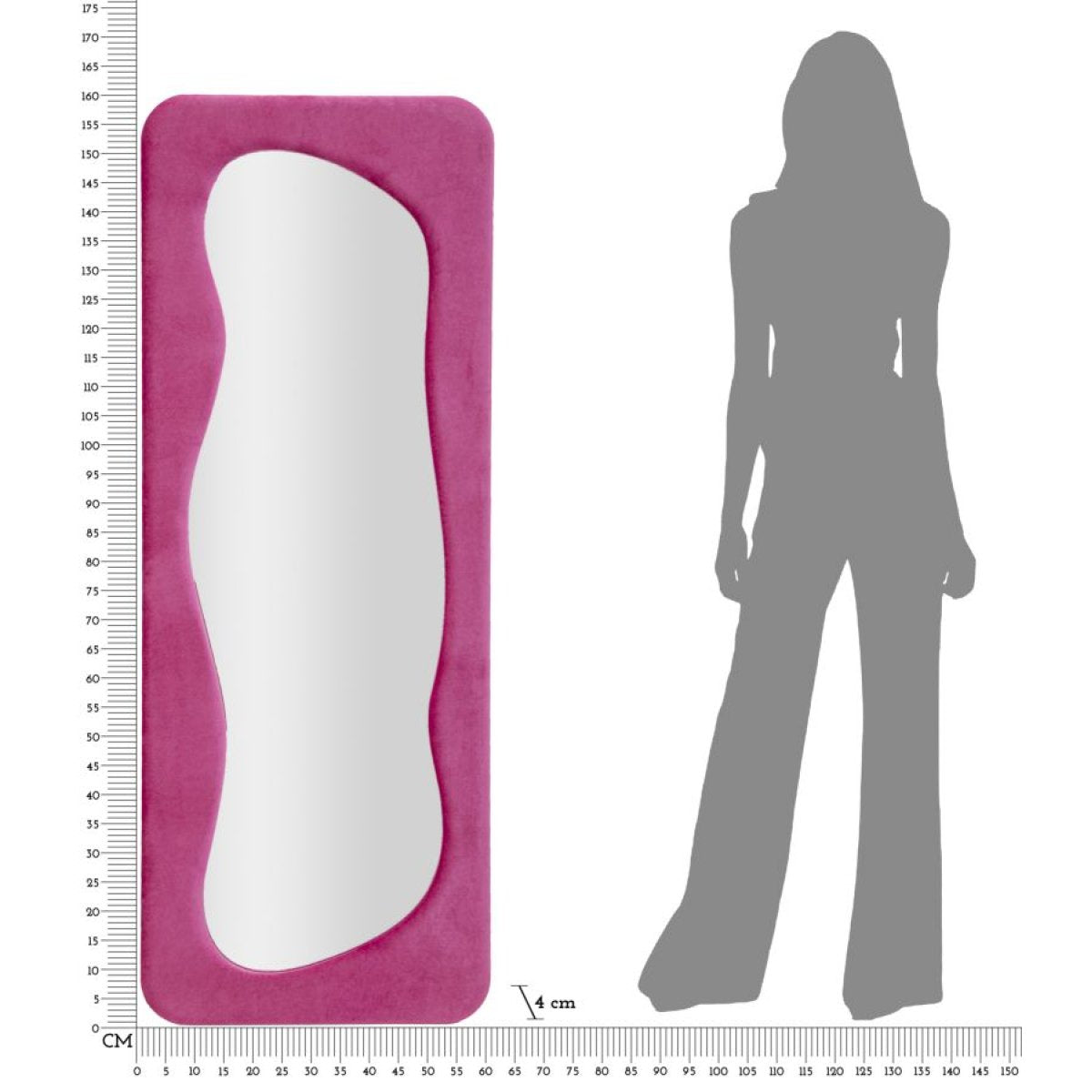 Miroir mural rectangulaire 60x160 cm Mandy Velours Rose - vue 6
