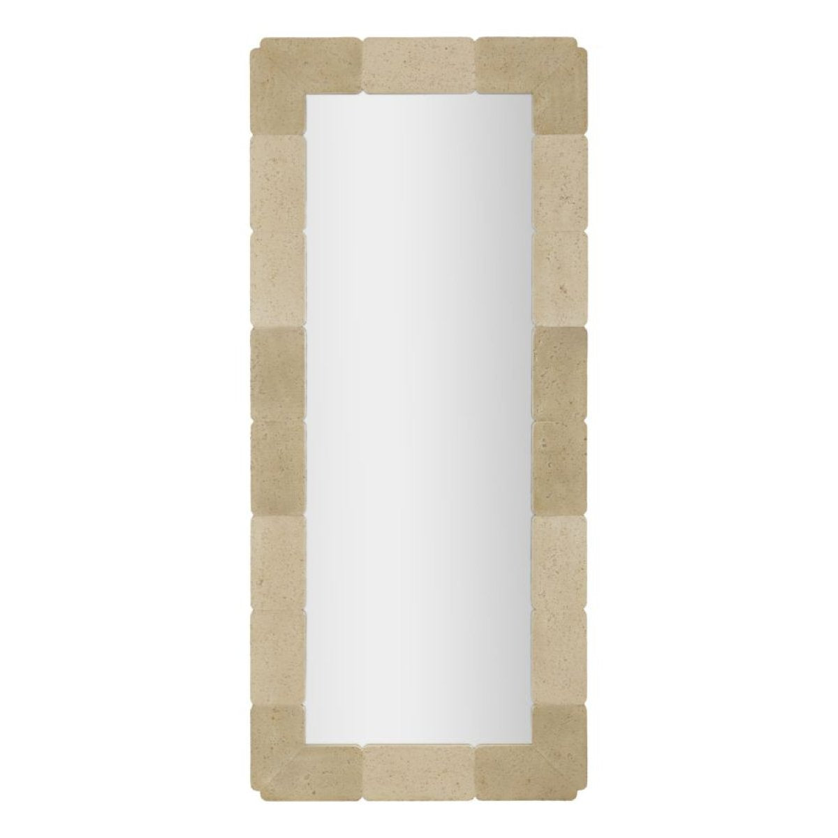 Miroir mural rectangulaire 70x160 cm effet travertin Kaël Beige - vue 2