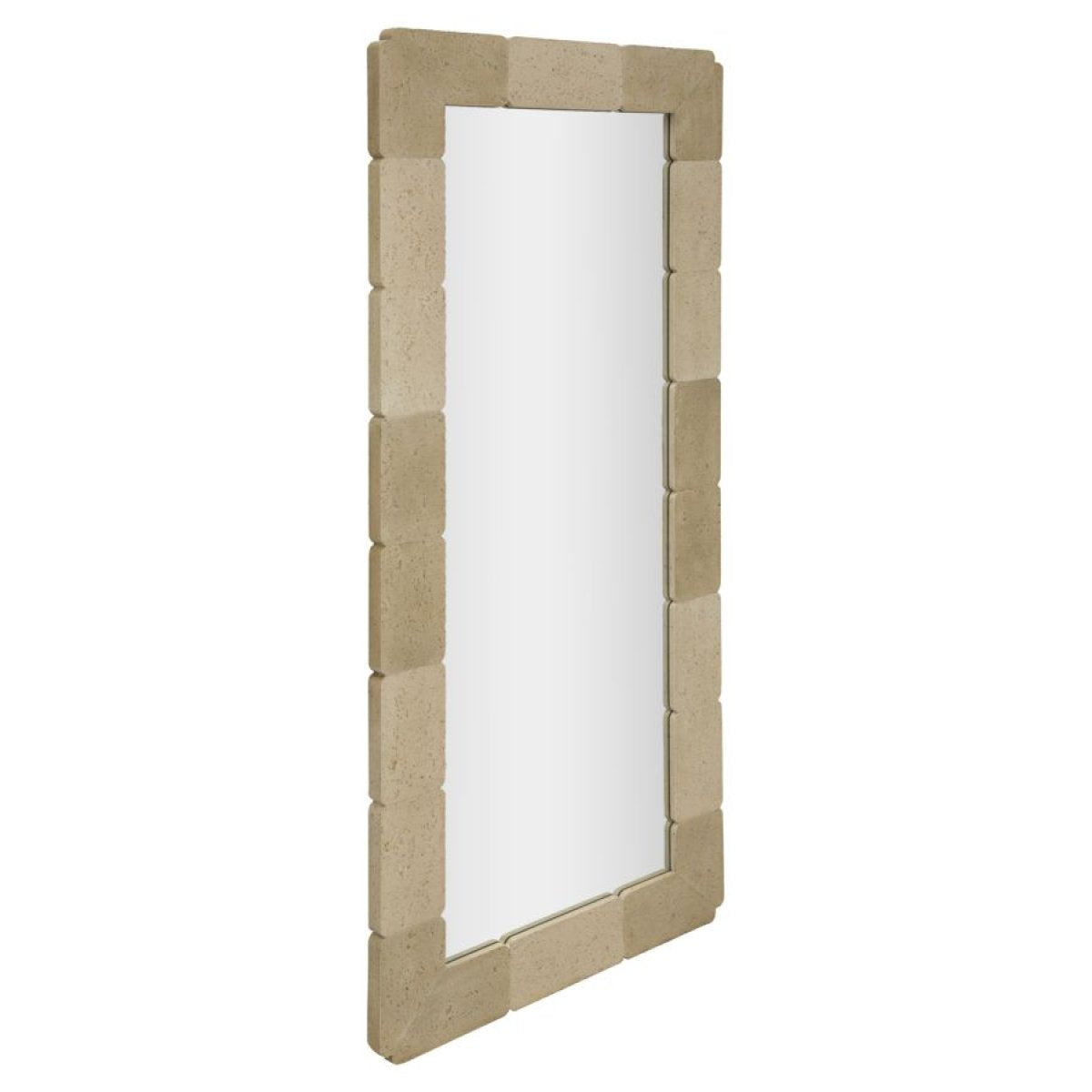 Miroir mural rectangulaire 70x160 cm effet travertin Kaël Beige - vue 3