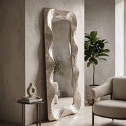 Miroir mural rectangulaire 70x160 cm martelé Cosmo Argenté