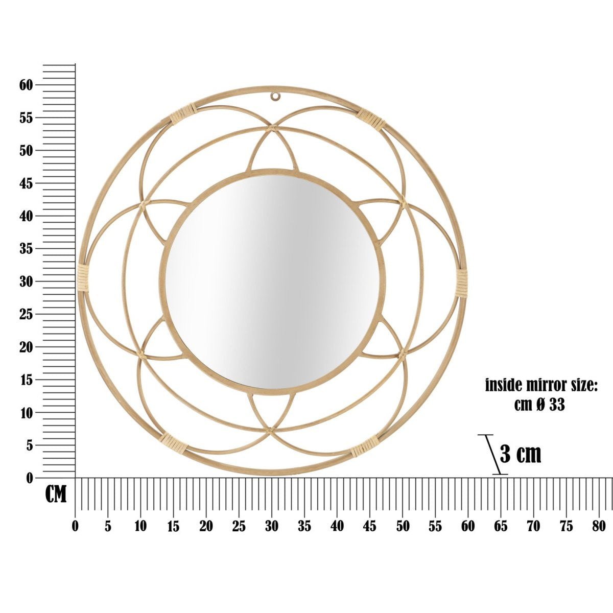 Miroir mural rond 60 cm rotin Dua Bois - vue 6