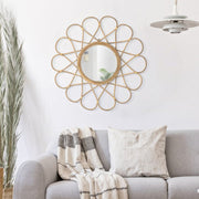 Miroir mural rond 65,5 cm rotin Shia Bois