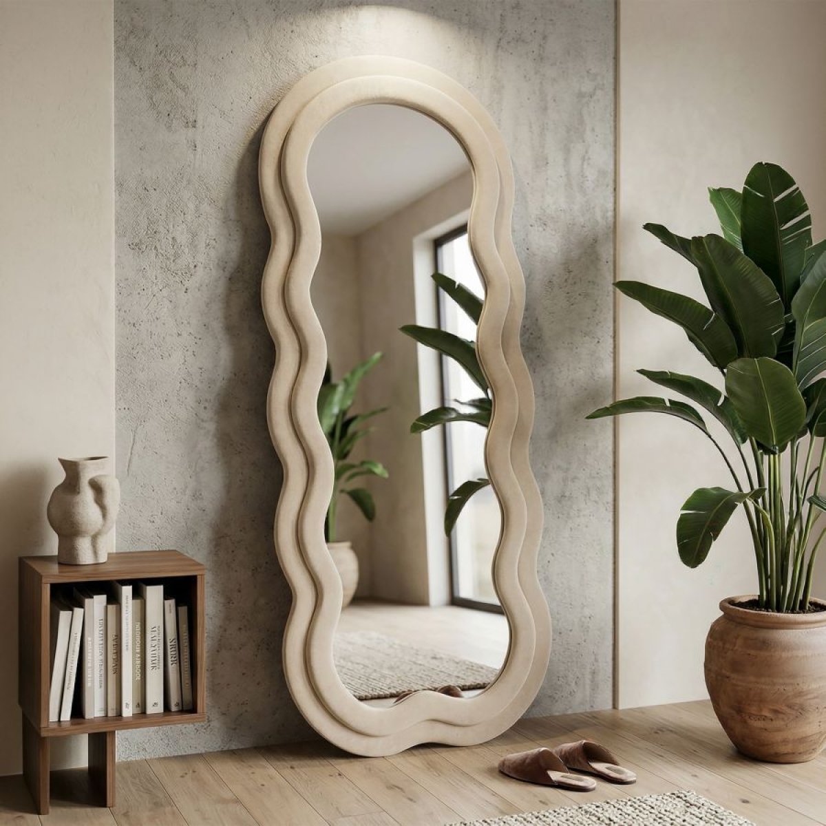 Miroir mural vague 60x160 cm Sam Velours Beige