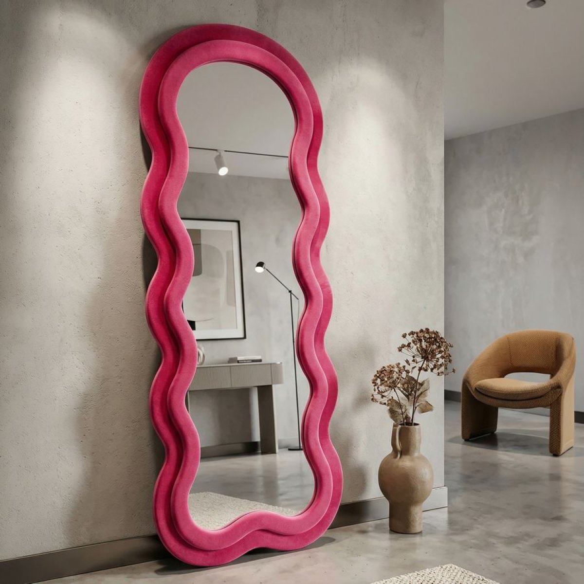 Miroir mural vague 60x160 cm Sam Velours Rose