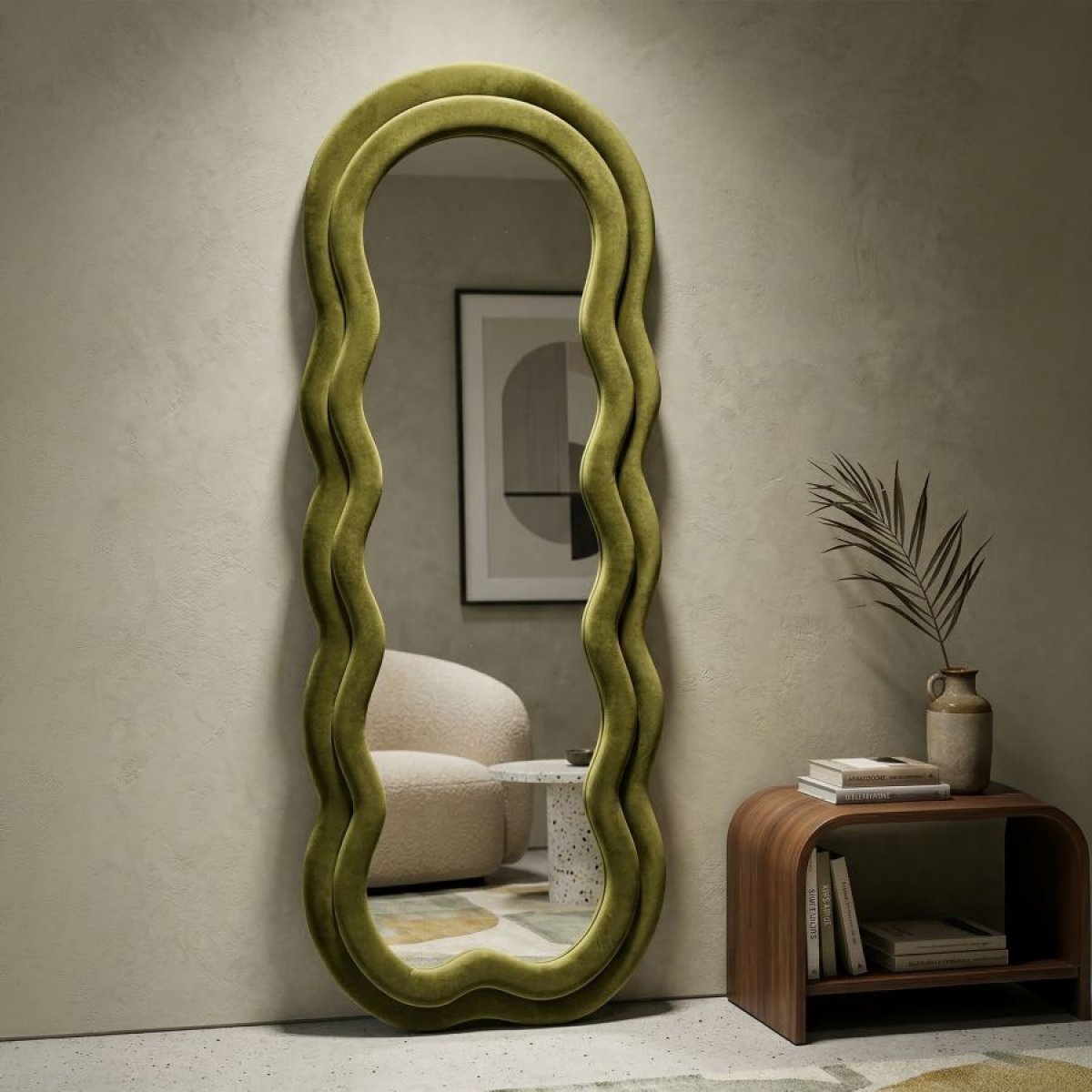 Miroir mural vague 60x160 cm Sam Velours Vert