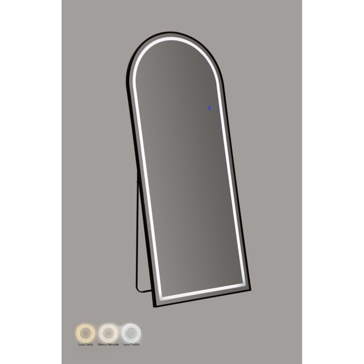 Miroir sur pied ou mural arqué 70x170 cm LED inclus Lumina Noir - vue 5