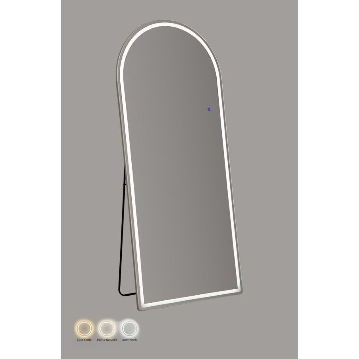 Miroir sur pied ou mural arqué 76x177 cm LED inclus Opaline Argenté - vue 5