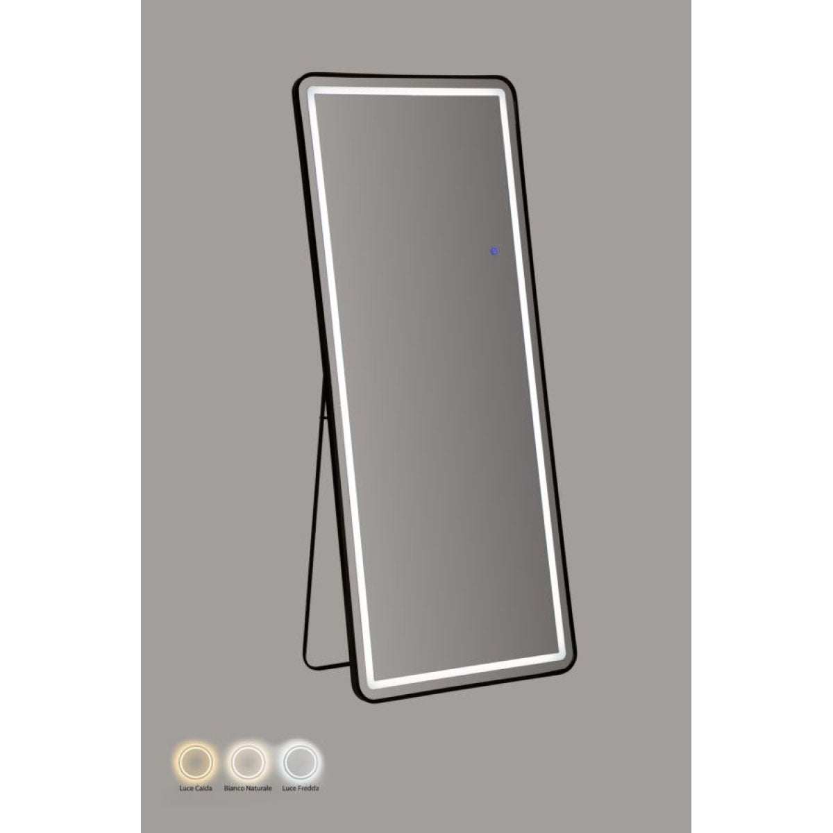Miroir sur pied ou mural rectangulaire 70x170 cm LED Neva Noir - vue 6