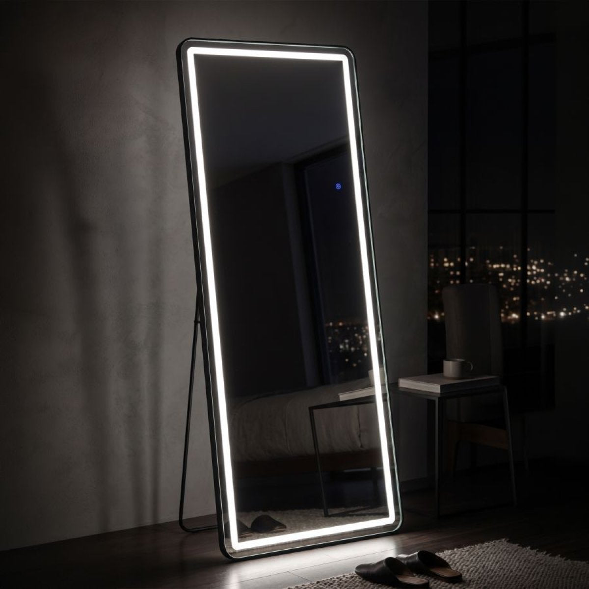 Miroir sur pied ou mural rectangulaire 70x170 cm LED Neva Noir