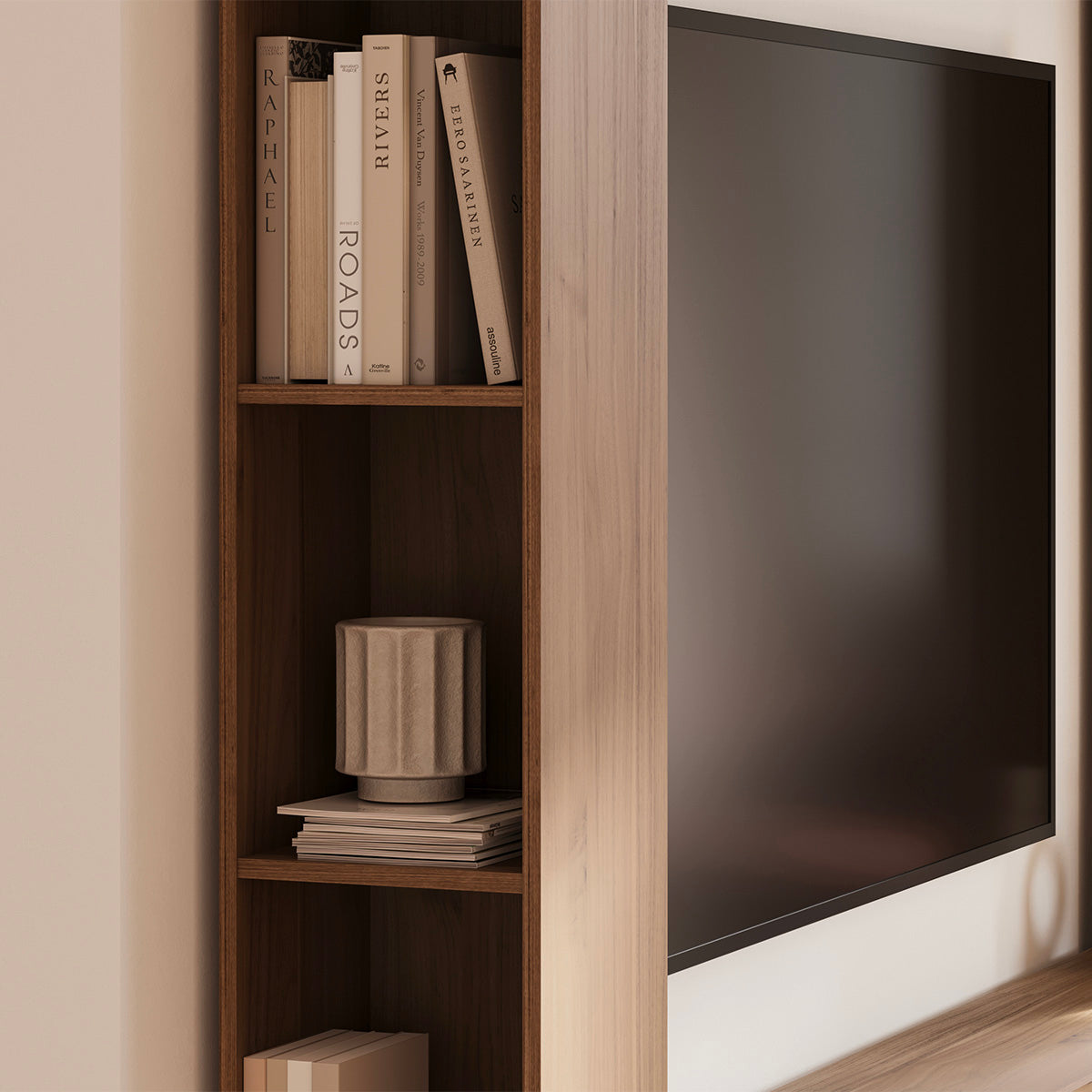 Meuble TV 5 portes 8 niches 260 cm Nala Bois - vue 7