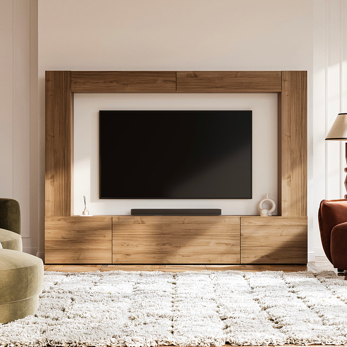 Meuble TV 5 portes 8 niches 260 cm Nala Bois - vue 3