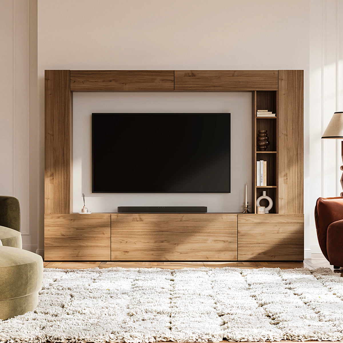 Meuble TV 5 portes 12 niches 260 cm Nala Bois - vue 3