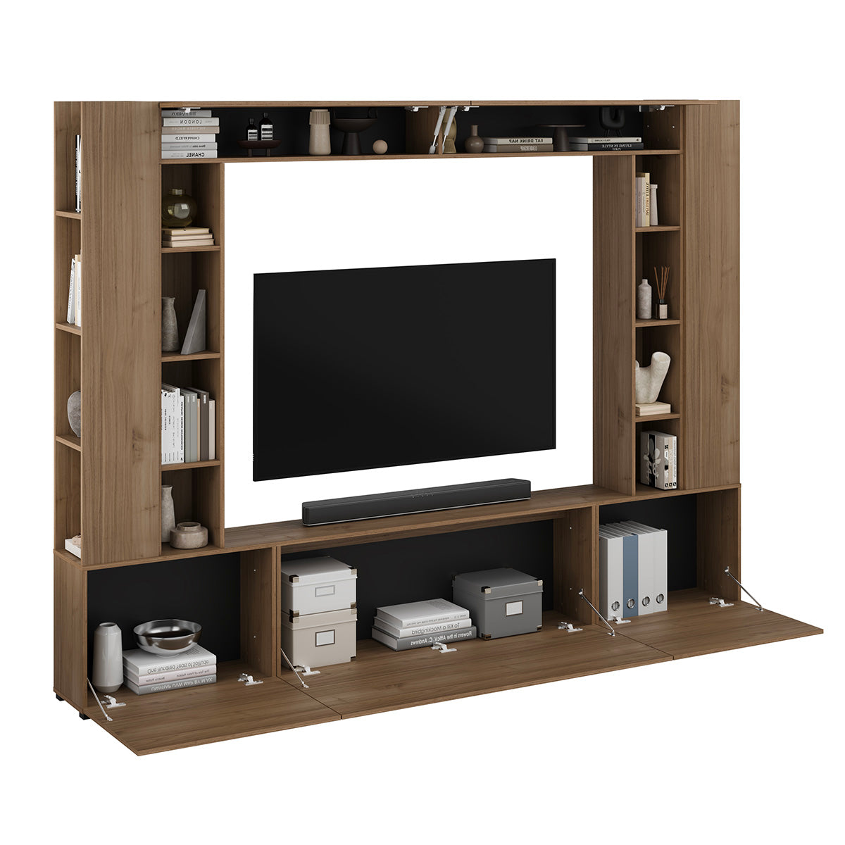 Meuble TV 5 portes 16 niches 260 cm Nala Bois - vue 4