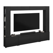 Meuble TV 5 portes 8 niches 260 cm Nala Bois noir