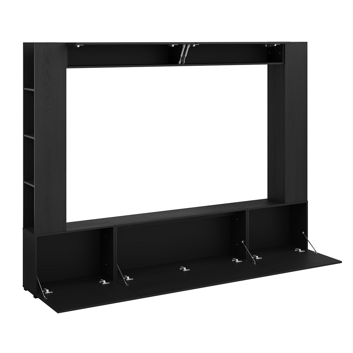 Meuble TV 5 portes 8 niches 260 cm Nala Bois noir - vue 4
