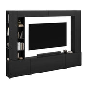 Meuble TV 5 portes 12 niches 260 cm Nala Bois noir