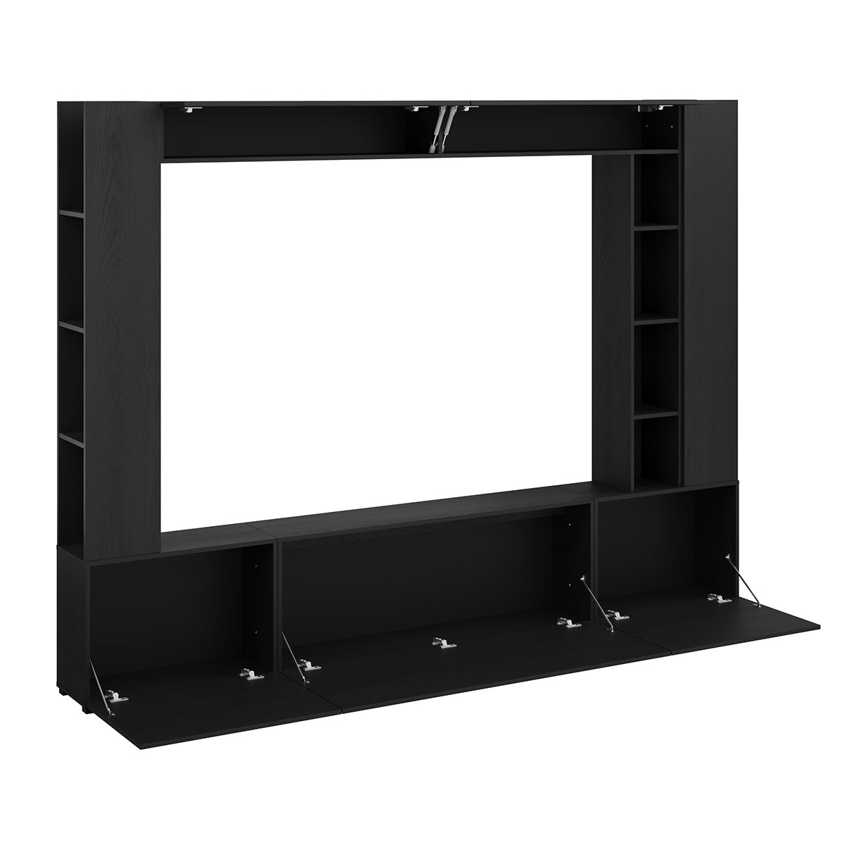 Meuble TV 5 portes 12 niches 260 cm Nala Bois noir - vue 5