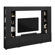Meuble TV 5 portes 16 niches 260 cm Nala Bois noir