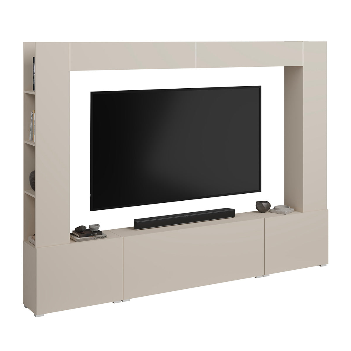 Meuble TV 5 portes 8 niches 260 cm Nala Cachemire