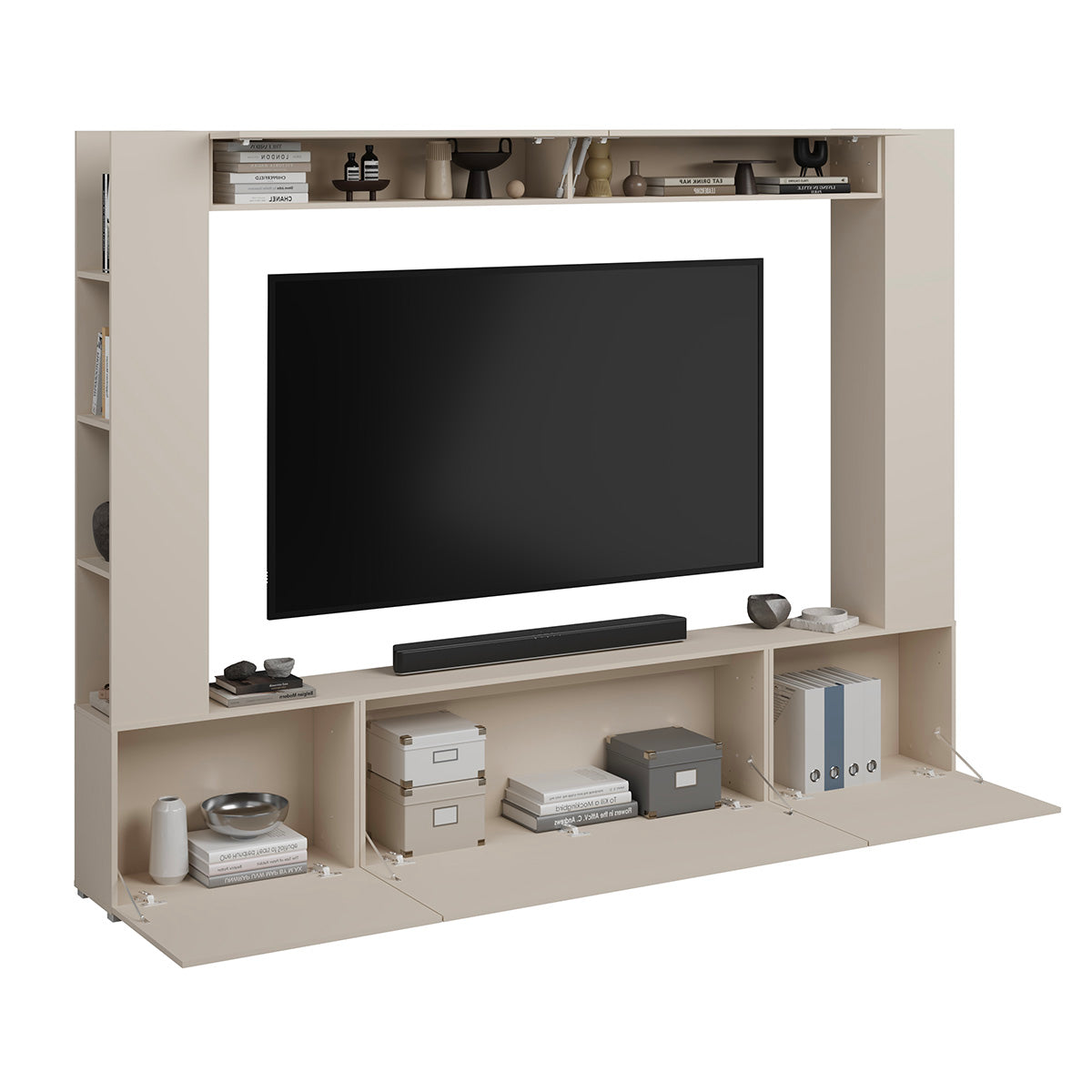 Meuble TV 5 portes 8 niches 260 cm Nala Cachemire - vue 4