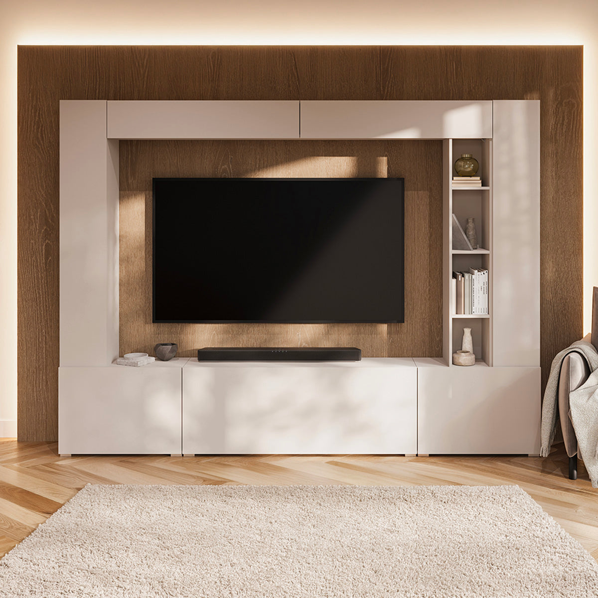 Meuble TV 5 portes 12 niches 260 cm Nala Cachemire - vue 3