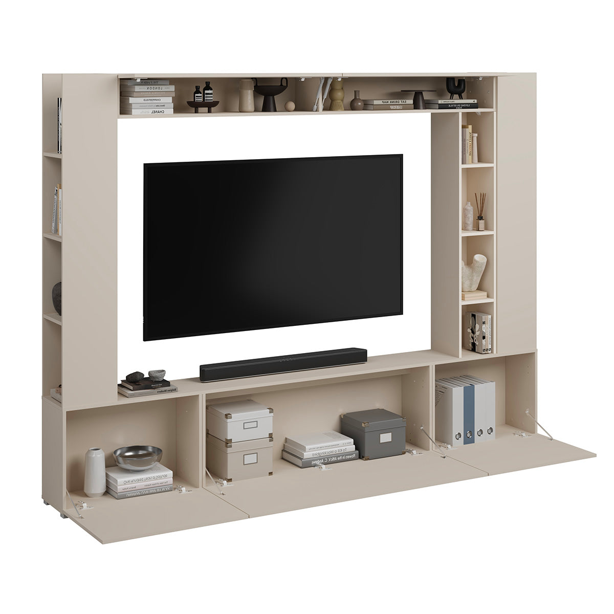 Meuble TV 5 portes 12 niches 260 cm Nala Cachemire - vue 4