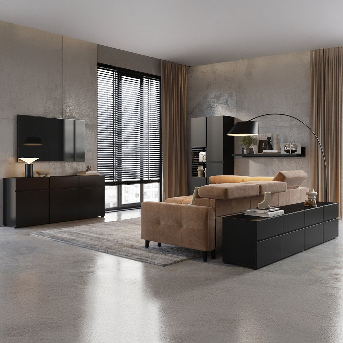 Buffet 3 portes 3 tiroirs Lilia Noir - vue 8