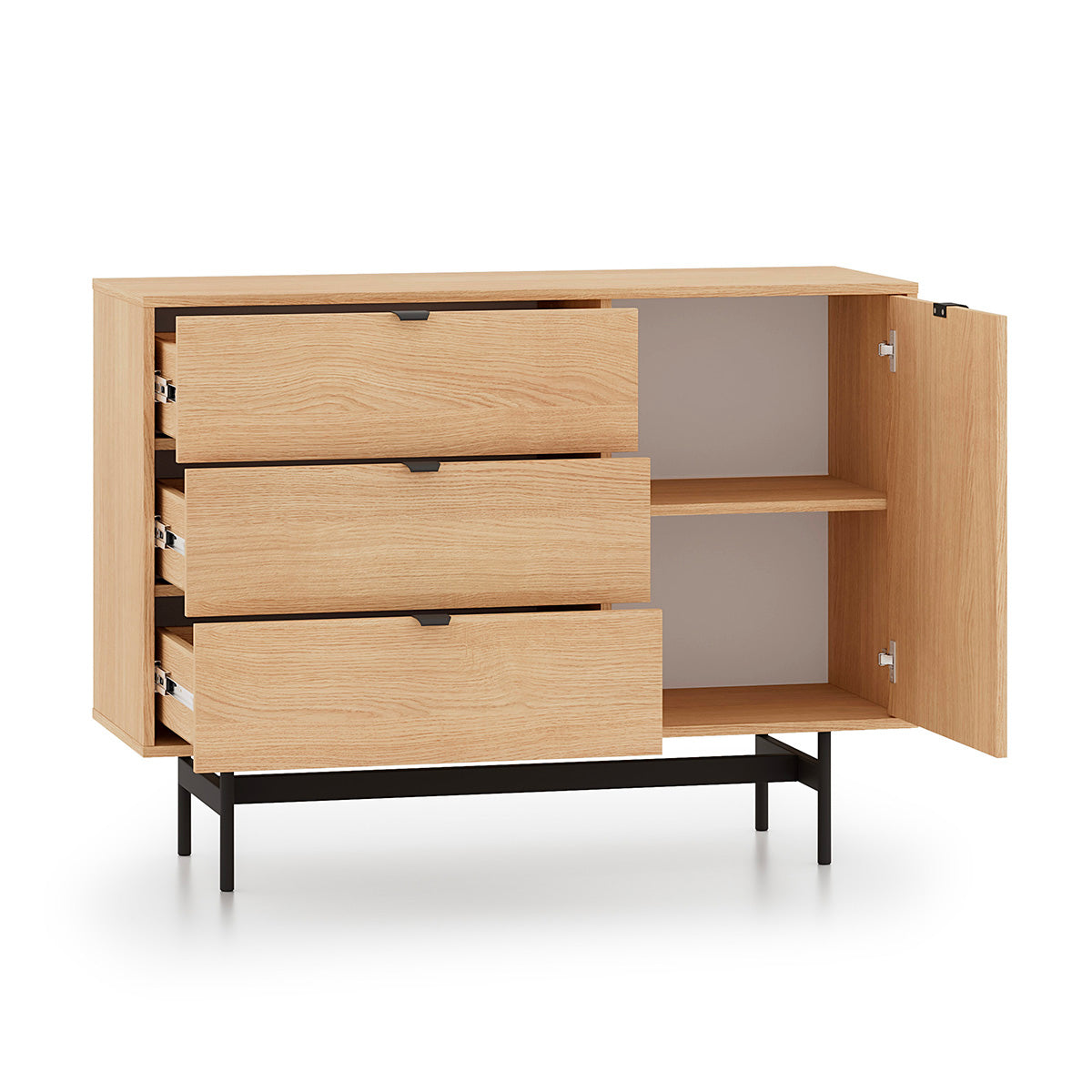 Buffet 1 porte 3 tiroirs Nila Bois - vue 8