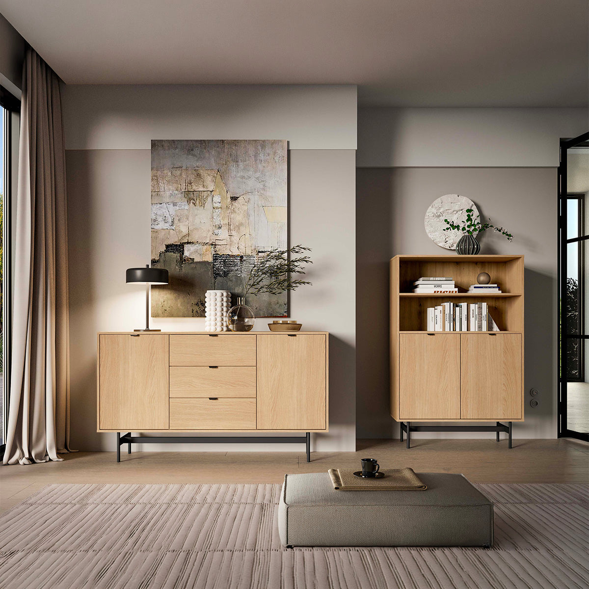Buffet 2 portes 3 tiroirs Nila Bois - vue 7