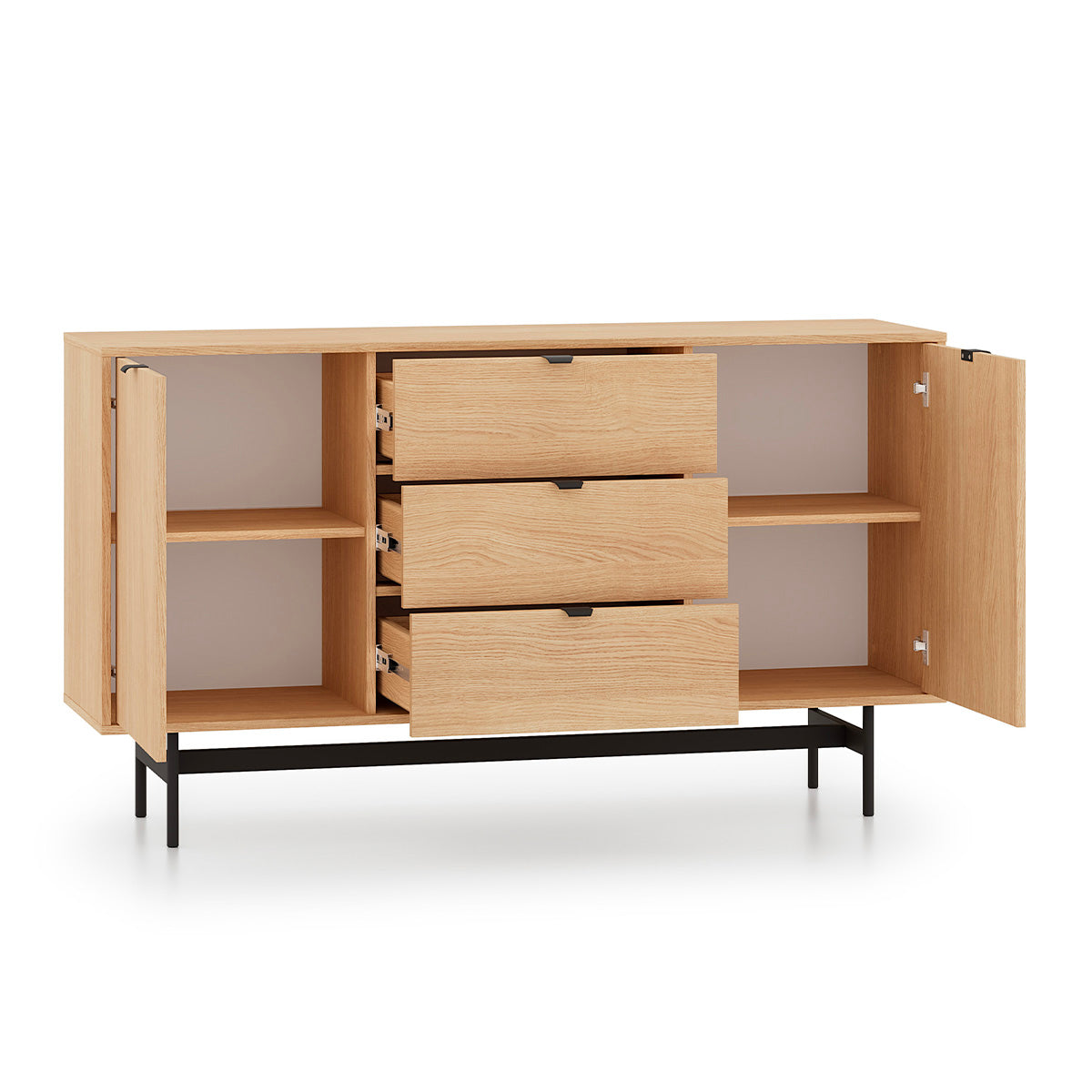 Buffet 2 portes 3 tiroirs Nila Bois - vue 8