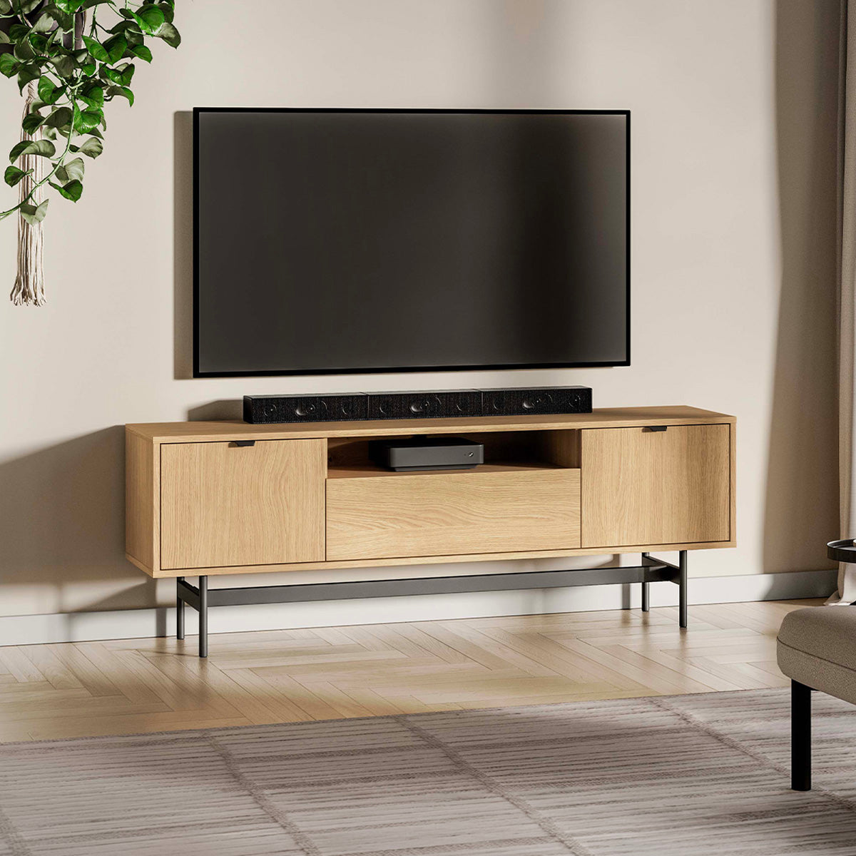 Meuble TV 3 portes 150 cm Nila Bois - vue 2