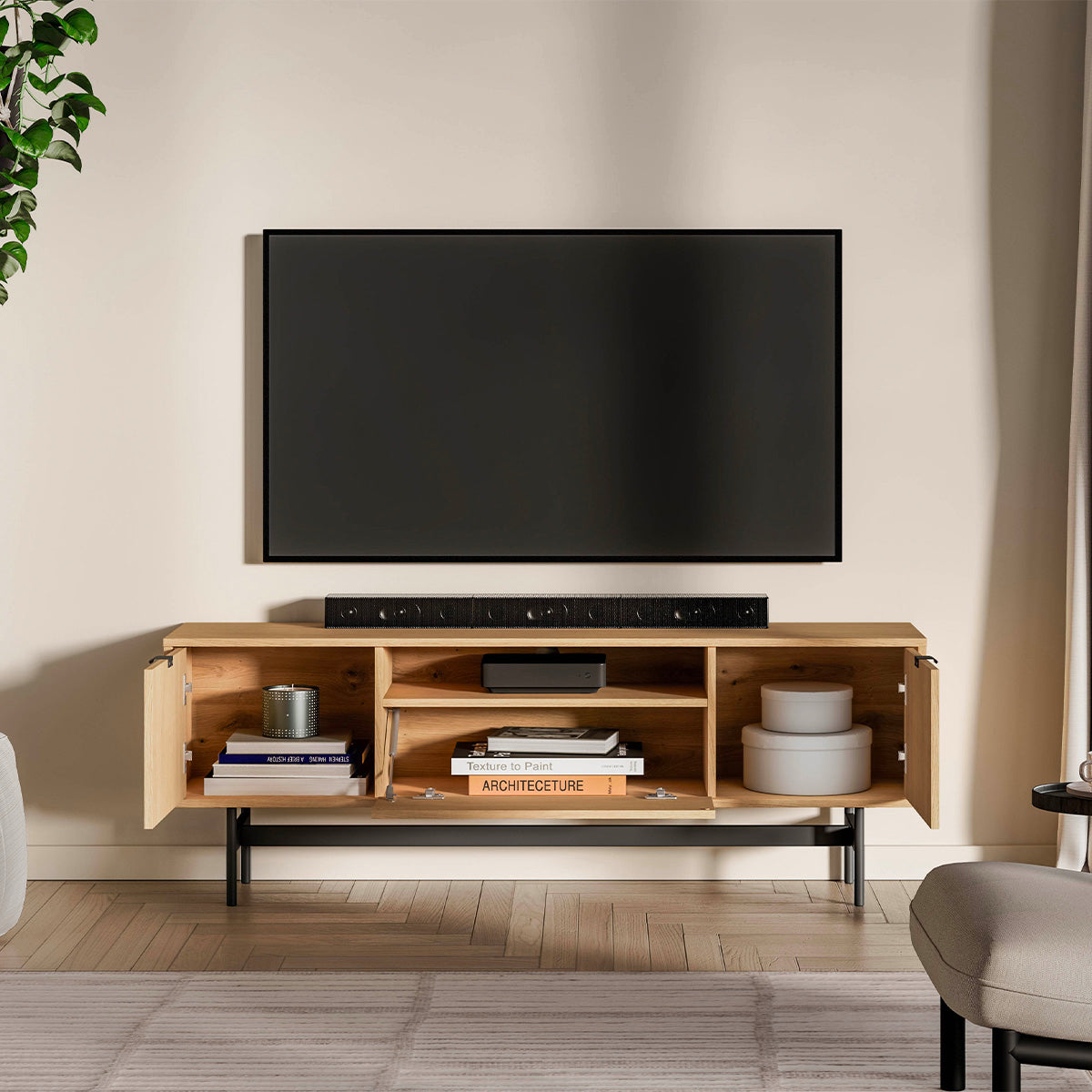 Meuble TV 3 portes 150 cm Nila Bois - vue 3
