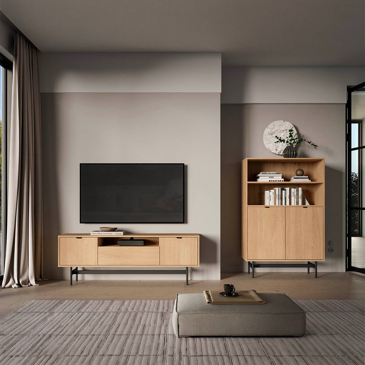 Meuble TV 3 portes 150 cm Nila Bois - vue 7
