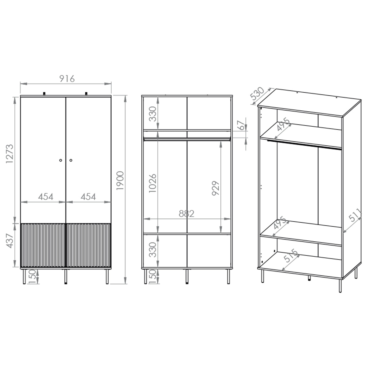 Armoire 2 portes Nova Cachemire - vue 5