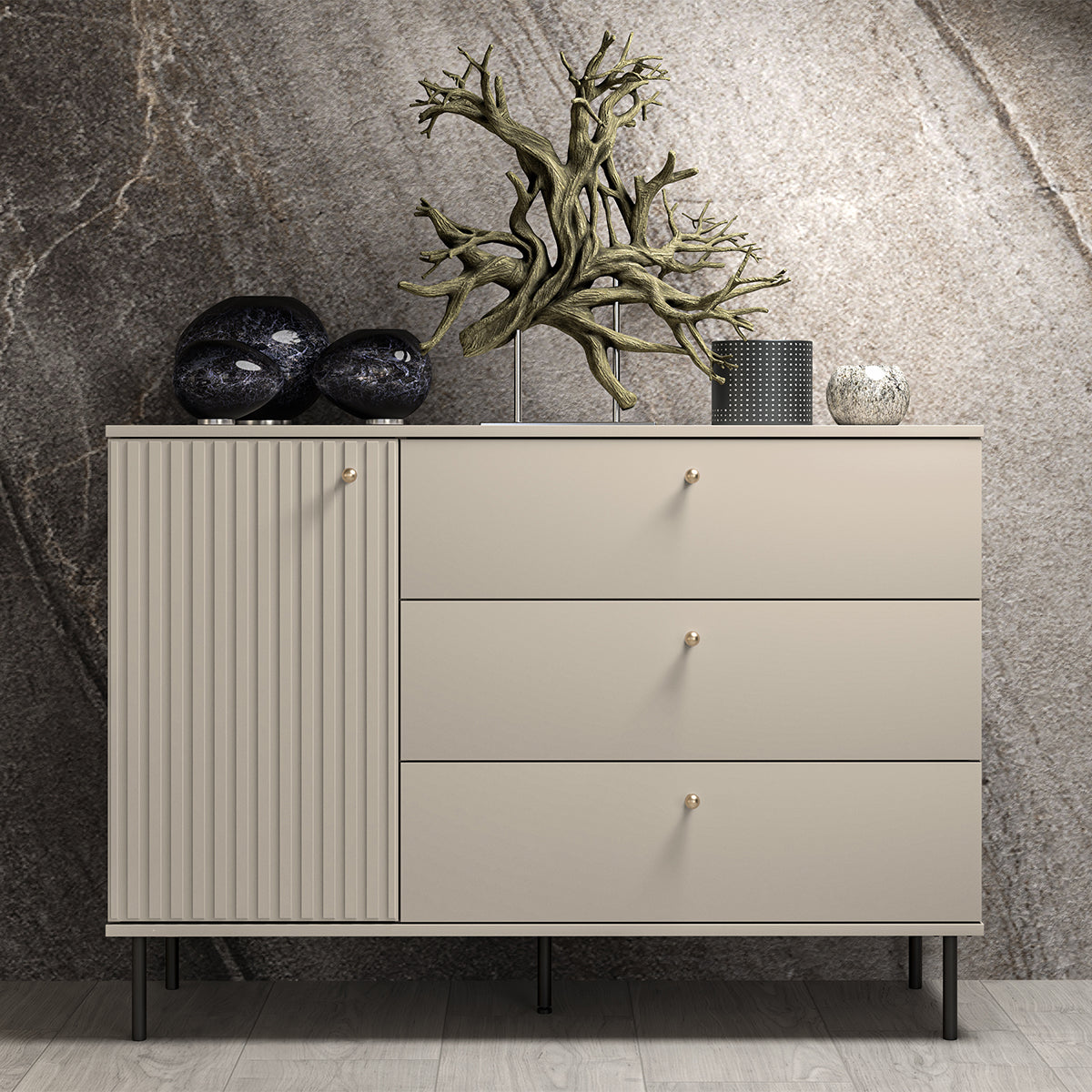 Buffet 1 porte 3 tiroirs Nova Cachemire - vue 3