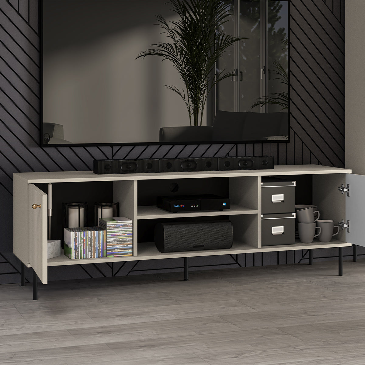 Meuble TV 2 portes 160 cm Nova Cachemire - vue 3