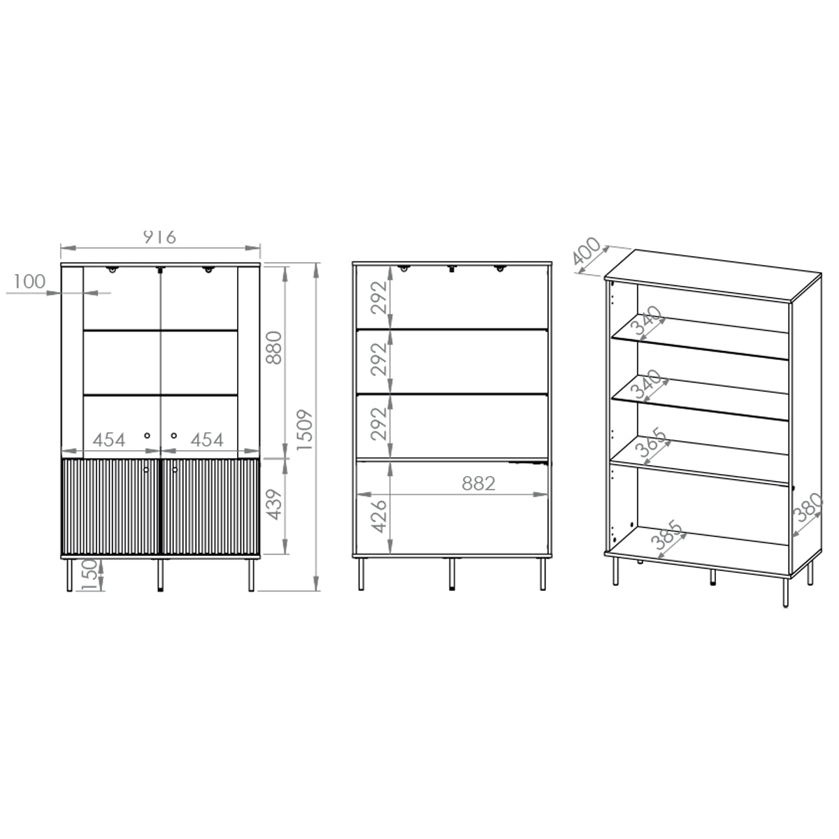 Vaisselier 4 portes LED Nova Cachemire - vue 5