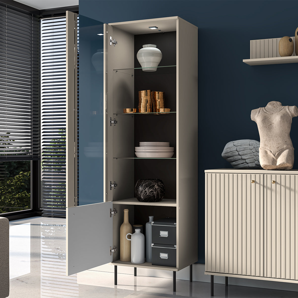 Vitrine 2 portes LED Nova Cachemire - vue 5
