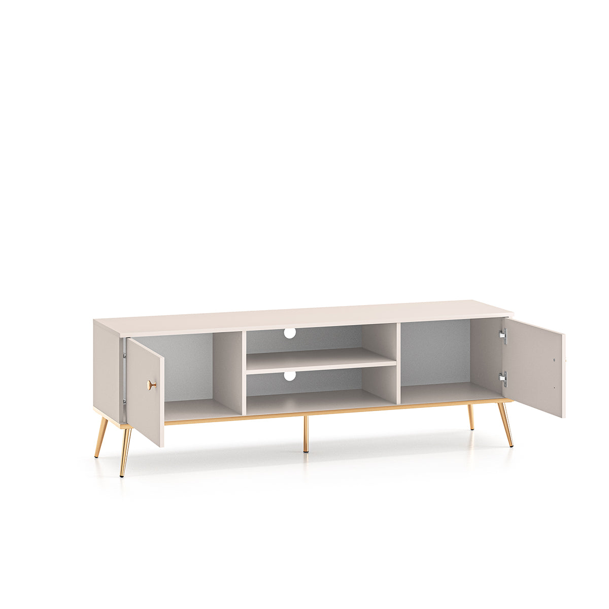 Meuble TV 2 portes 160 cm Olivia Cachemire et Doré - vue 2
