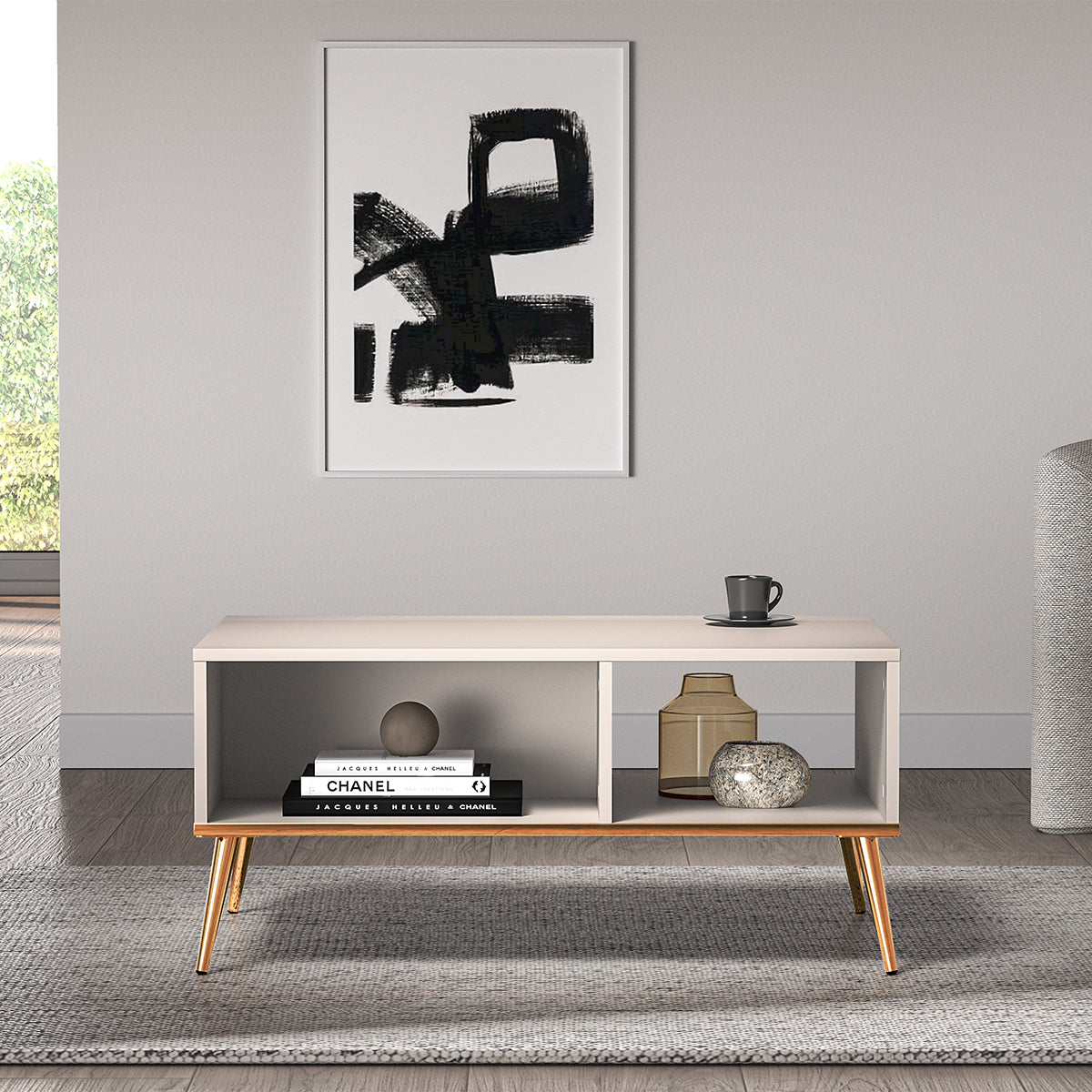 Table basse Olivia Cachemire et Doré - vue 3