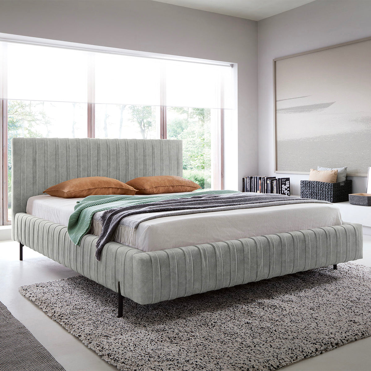 Lit coffre 160x200 sommier inclus Ori Gris - vue 2