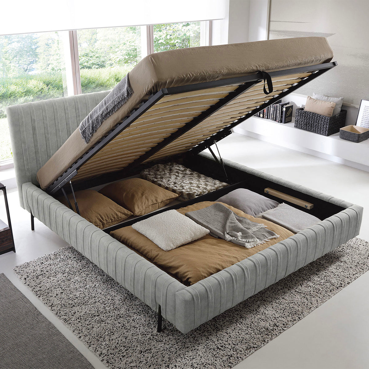 Lit coffre 180x200 sommier inclus Ori Gris - vue 3