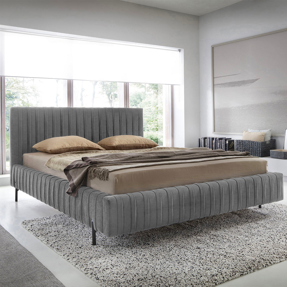 Lit coffre 180x200 sommier inclus Ori Gris foncé - vue 2