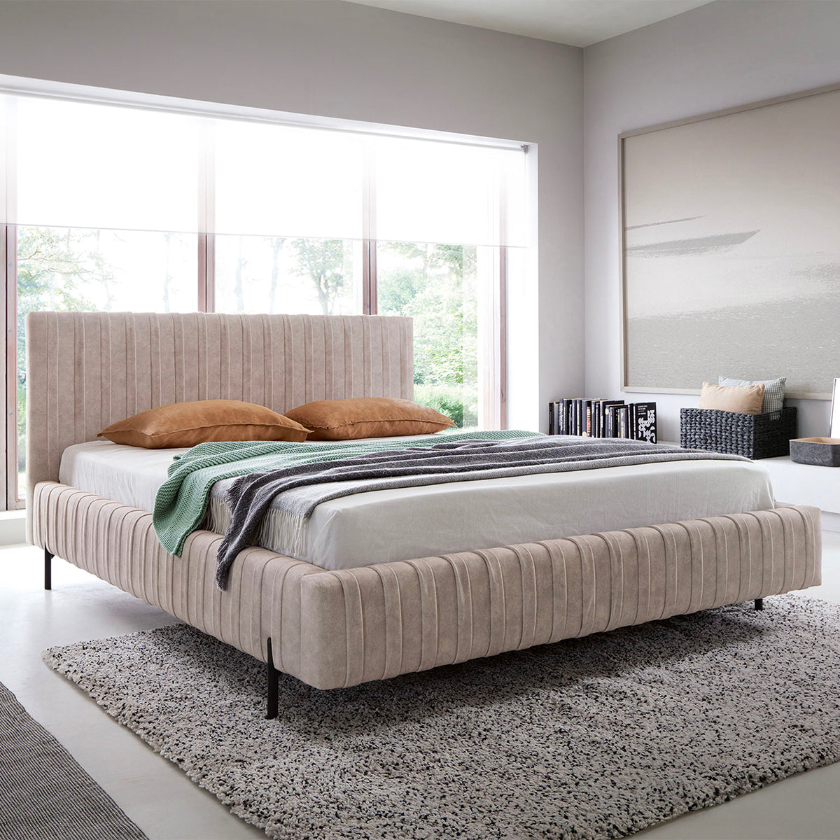 Lit coffre 180x200 sommier inclus Ori Beige - vue 2
